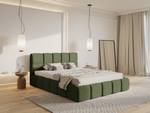 Bett mit Polsterrahmen CLOUDY Dunkelgrün - Breite: 200 cm