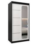 Armoire à portes coulissantes promo v2 Noir - Blanc - Largeur : 100 cm - 2 porte