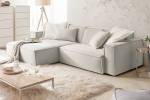 Ecksofa SAMU Sofa Feincord Silber - Ecke davorstehend links