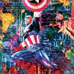 Tableau graffiti captain america 80 x 120 cm - Métal