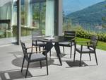 Gartenstuhl TAVIANO 4-tlg Schwarz - Braun - Grau - Metall - 54 x 86 x 58 cm