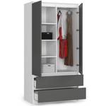 Kleiderschrank S90 2T 2S CLP Graphit - Grau - Weiß