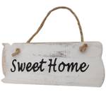 Planche murale Sweet Home shabby Blanc - Bois/Imitation - En partie en bois massif - 25 x 10 x 1 cm