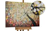 Bild handgemalt Zauber im Baumwipfel Massivholz - Textil - 120 x 80 x 4 cm