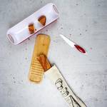 Corbeille à pain 3 en 1 avec couteau Rouge - Bambou - 40 x 10 x 13 cm