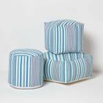 Designer Hocker Pouf Selam aqua weiß 60 x 30 x 60 cm