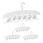 Lot de 4 porte-ceintures bois blanc Argenté - Blanc - Bois manufacturé - Métal - 43 x 18 x 6 cm