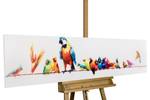 Acrylbild handgemalt Paradiesvögel Massivholz - Textil - 150 x 30 x 4 cm
