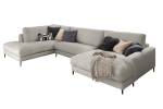 Sofa CARA Wohnlandschaft U-Form Cord Steingrau