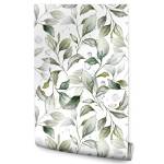 Papier Peint FEUILLES Plantes Nature Noir - Gris - Vert - Blanc - Papier - Textile - 53 x 1000 x 1000 cm