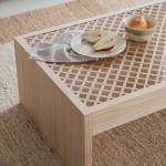 Couchtisch Vedella mit Glas Massivholz - Holzart/Dekor - 98 x 36 x 61 cm