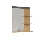 Miroir mural avec étagères BETA Beige - Bois massif - 79 x 85 x 16 cm