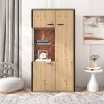 Highboard Helios Ⅱ Braun - Holzwerkstoff - Glas - Metall - 40 x 150 x 78 cm