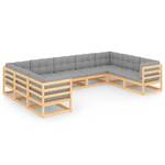 Garten-Lounge-Set (9-teilig) 3009775-2 Grau - Holz