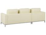 Ecksofa OSLO 2-tlg Beige - Creme - Silber - Armlehne davorstehend links - Ecke davorstehend rechts - Mit Hocker - Mit Kissen - Echtleder