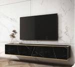 TV-Lowboard ORIS Glamour Schwarz - Gold - Marmor Schwarz Dekor