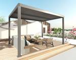 Pergola L46 mit Seitenwand Grau - Metall - 400 x 220 x 300 cm