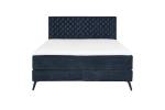 Lit boxspring SINDAR avec topper froid Noir - Bleu - 162 x 211 cm - Noir