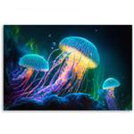 Canvas Bilder Neon-Qualle unter Wasser 60 x 40 cm