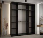 Armoire à portes coulissantes lanko 1 Noir - Imitation chêne - 200 x 45 cm - 3 portes