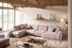 Sofa MADELINE Wohnlandschaft Cord Pink - Armlehne davorstehend links - Longchair davorstehend rechts