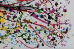 Tableau peint à la main Colorful Splash Blanc - Bois massif - Textile - 90 x 60 x 4 cm