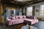 Ecksofa NEVADA Velvet motor. Sitzvorzug Pink - Armlehne davorstehend links - Ecke davorstehend rechts