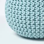 Runder Strickpouf 100% Baumwolle Pastellblau