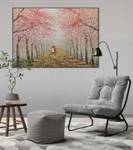 Tableau peint The Most Beautiful Feeling Marron - Rose foncé - Bois massif - Textile - En partie en bois massif - 100 x 70 x 4 cm