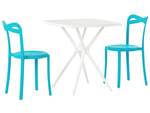 Bistro Set SERSALE 3-tlg Blau - Türkis - Weiß - Kunststoff - 70 x 80 x 70 cm