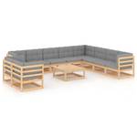 Garten-Lounge-Set (11-teilig) 3009707-2 Grau - Holz