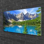 Glasbild See Gebirge Wald Landschaft Glas - 100 x 50 x 1 cm