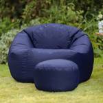Klassischer Outdoor Sitzsack mit Hocker Nachtblau