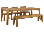 Set de salle à manger LIVORNO Marron - Bois massif - 225 x 77 x 105 cm