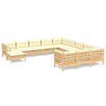 Garten-Lounge-Set Weiß - Massivholz - 64 x 29 x 64 cm