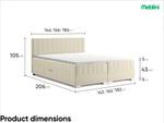 Boxspringbett Piaf Creme - Breite: 186 cm - H4