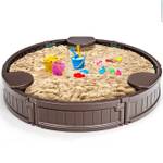 Ø120cm Sandbox rund Sandkasten Braun - Kunststoff - 120 x 21 x 120 cm