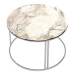 Table basse Aulum ronde Imitation marbre blanc