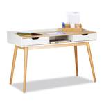 Schreibtisch 2 Schubladen Braun - Weiß - Holzwerkstoff - 120 x 76 x 55 cm