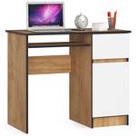 Bureau d'ordinateur Piksel droit CLP Imitation chêne marron-noir - Blanc