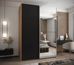 Armoire Lux 3 Noir - Imitation chêne - Argenté - Largeur : 180 cm