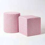 rund Gingham Designer Ottoman Hocker