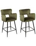 Tabouret de bar SANILAC Noir - Vert - Vert olive - Textile