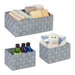 Aufbewahrungskorb 3er Set Grau - Metall - Kunststoff - 32 x 13 x 22 cm