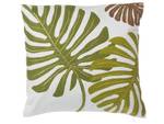 Coussin décoratif ZENOBIA Vert - Blanc - Fibres naturelles - 45 x 12 x 45 cm