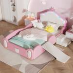 Kinderbett PUERGLOW Ⅰ Pink - Holzwerkstoff - Massivholz - Kunstleder - 98 x 92 x 210 cm