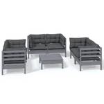 7-tlg. Garten-Lounge-Set mit Kissen Grau