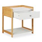 Nachttisch mit Schublade Braun - Weiß - Bambus - Holzwerkstoff - 46 x 52 x 38 cm