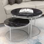 Set de 2 tables d'appoint Skagen rondes Imitation marbre noir