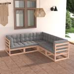 Garten-Lounge-Set (5-teilig) 3009817-2 Grau - Holz